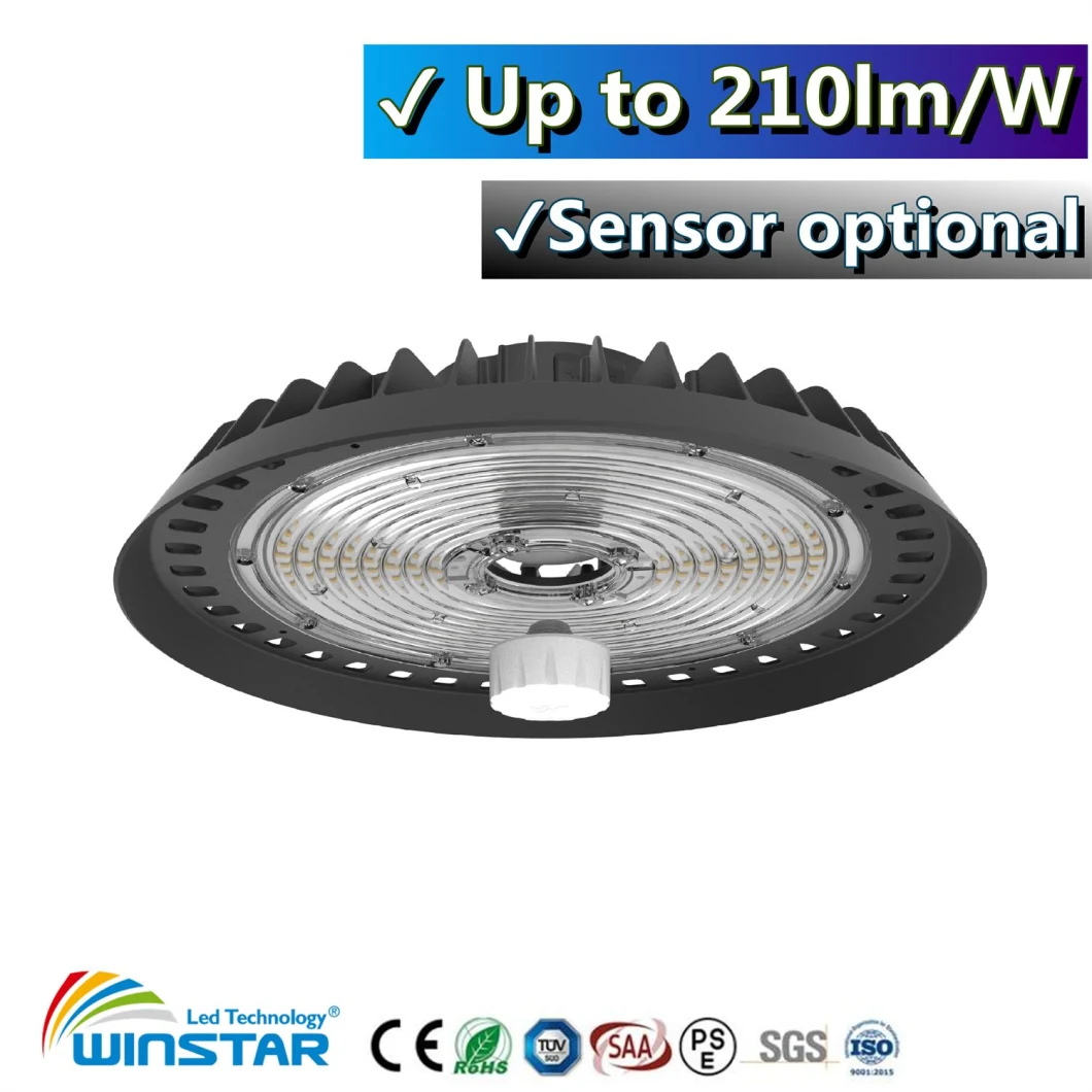 IP65 F Type LED UFO High Bay Light High Power Lumens Warehouse Logistic Indoor Flood Stadium Light 100W 150W 200W High Bay CE RoHS SAA LED Industrial Light